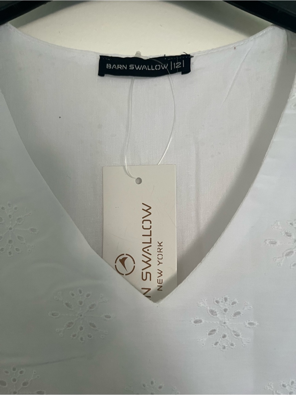 Tiered Eyelet V-Neck Tunic Dress in White - Picture 4 of 6